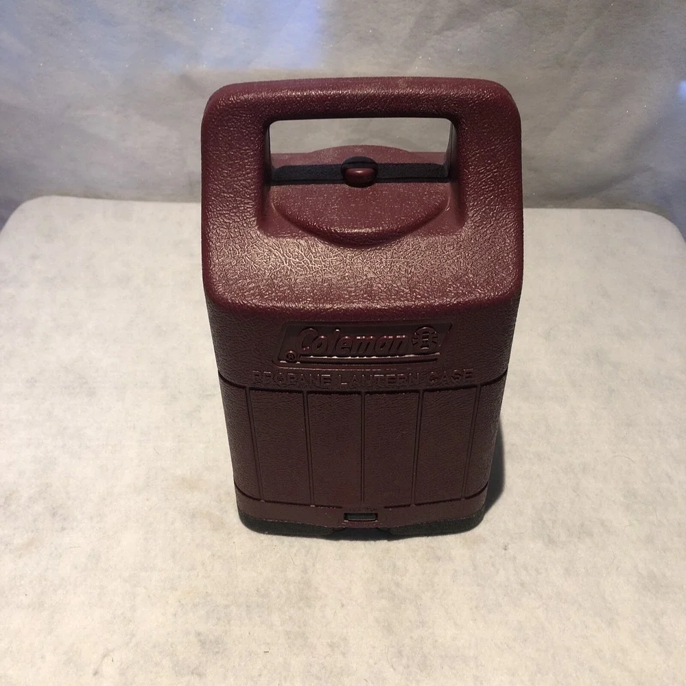 Coleman Propane Lantern Case Red Plastic Two Piece Made In USA Camping Gear Used